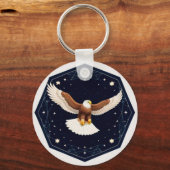 星空を背景に飛ぶ鷲 キーホルダー (正面)