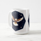 星空を背景に飛ぶ鷲 コーヒーマグカップ (正面左)