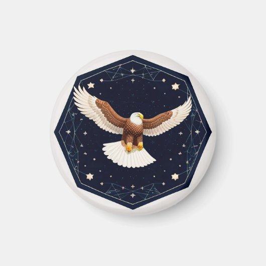 星空を背景に飛ぶ鷲 マグネット (正面)