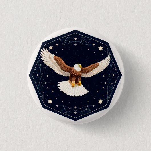 星空を背景に飛ぶ鷲 缶バッジ (正面)