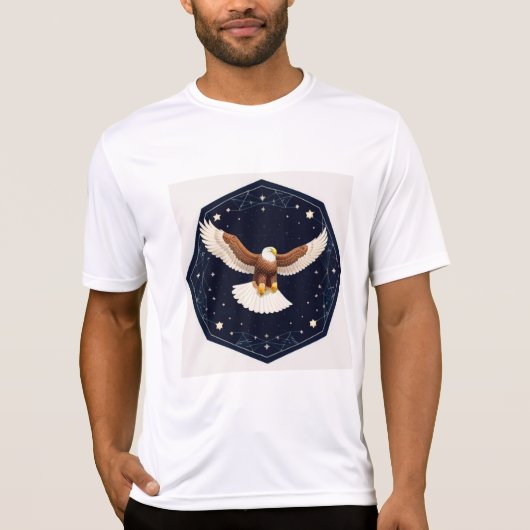 星空を背景に飛ぶ鷲 Tシャツ (正面)