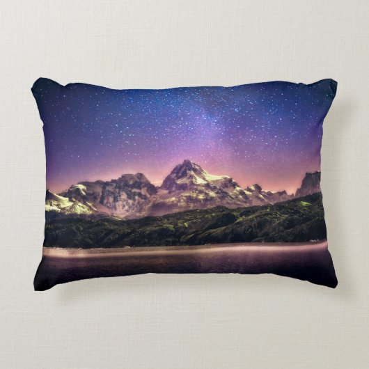 星空カラフルの夜景 アクセントクッション (正面)