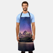 星空カラフルの夜景 エプロン (着用した状態)