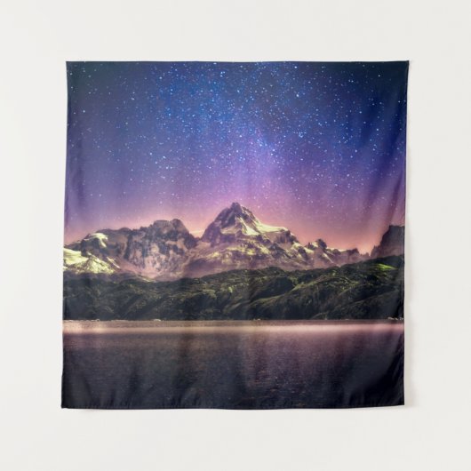 星空カラフルの夜景 タペストリー (正面)