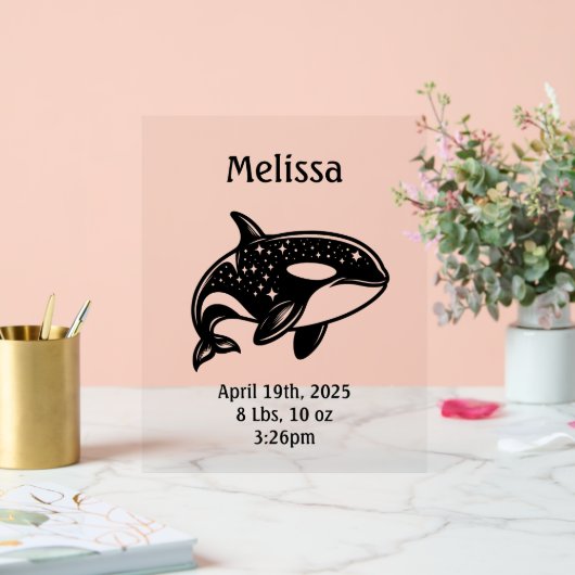 星空キラークジラ誕生のお知らせ アクリルサイン (ウェディング)