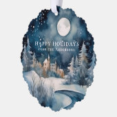 星空クリスマスナイトファミリーフォトホリデー オーナメントカード (左)