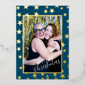 星空クリスマス写真ダークテールホリデーカード 箔シーズンカード (正面)