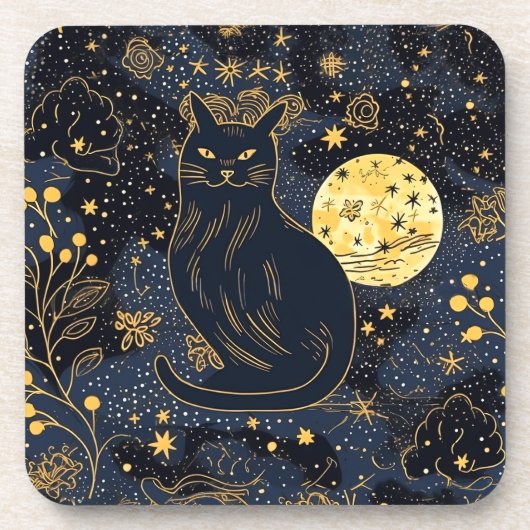 星空コースターの黒猫 コースター (正面)