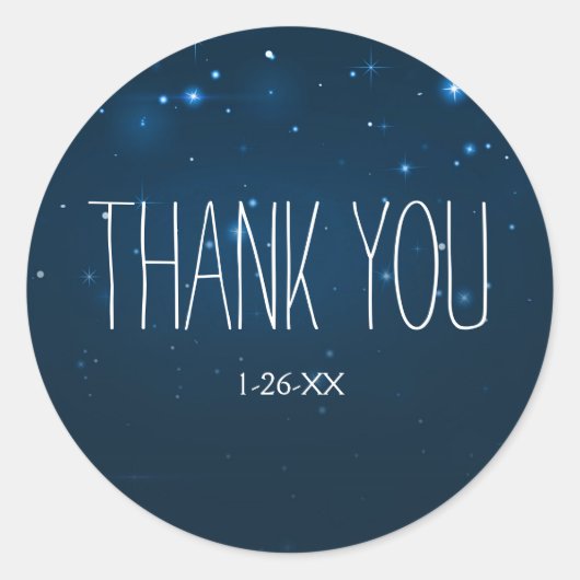 星空スカイブルーウェディングパーティー好意ステッカー ラウンドシール (正面)