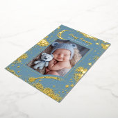 星空ソフトブルー写真生まれたばかりの誕生 箔招待状 (回転した状態)