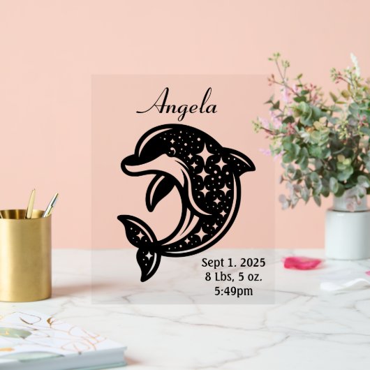 星空ドルフィン誕生のお知らせ アクリルサイン (ウェディング)