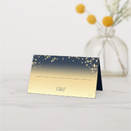 星空ネイビーブルーと金ゴールドシーティングカード プレイスカード