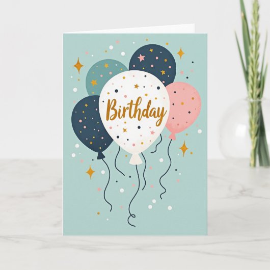 星空バルーン 誕生日カード カード (正面)