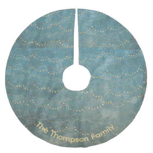 星空パーソナライズされた緑のクリスマスパターン ブラッシュドポリエステルツリースカート (正面)