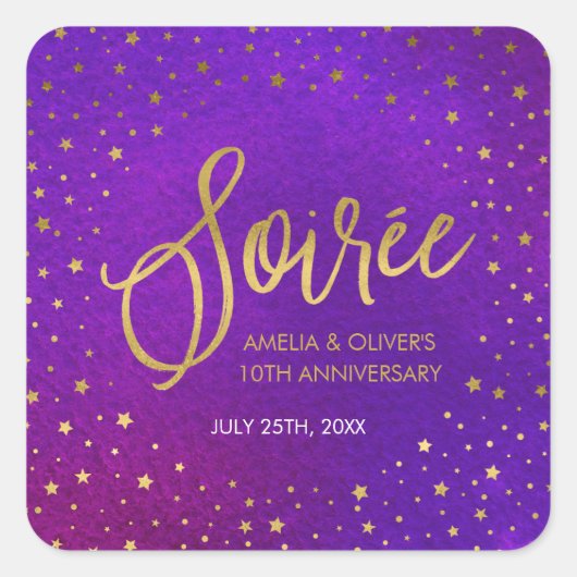 星空パープル結婚の命日 スクエアシール (正面)