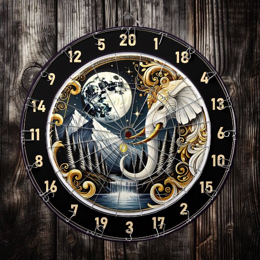 星空フレーム優雅な白象 ダーツボード