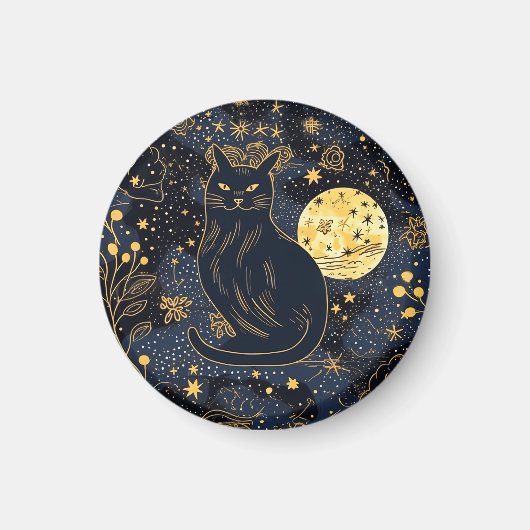 星空マグネットの黒猫 マグネット (正面)