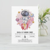 星空モダン探査機誕生日 招待状 (スタンド正面)