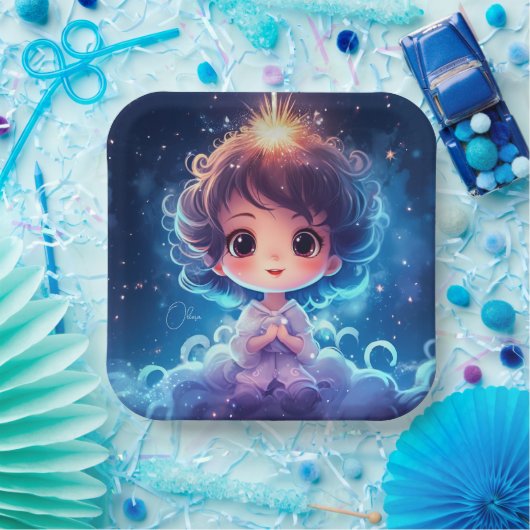 星空リトルプリンセスナイトタイムパーソナライガーリーズ ペーパープレート (パーティー)