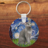 星空ロシアの夜 – Blue cat キーホルダー (正面)