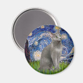 星空ロシアの夜 – Blue cat マグネット (正面/裏面)