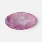 星空宇宙ライトピンクウォーターカラースターズ銀河系 ペーパープレート (アングル)