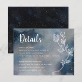 星空月夜のモノグラム結婚式詳細 エンクロージャーカード (正面/裏面)