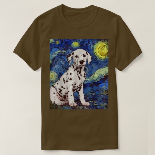 星空点々のある夜ダルマ絵画チア犬の値リスト Tシャツ (デザイン正面)