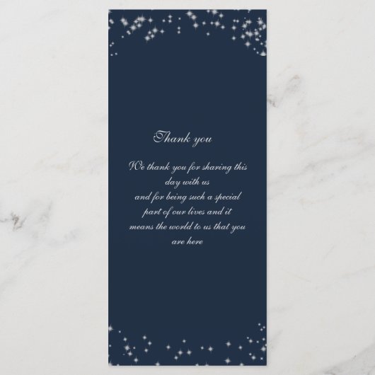 星空結婚のメニュー メニュー (裏面)