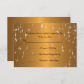 星空結婚の夜 |メタリックダーク金ゴールド 出欠カード (正面/裏面)