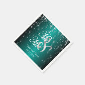 星空結婚の夜 |金属ティール(緑がかった色) スタンダードカクテルナプキン (角)