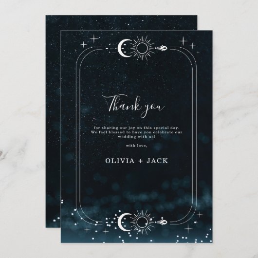 星空結婚夜の天体サンキューカード サンキューカード (正面/裏面)