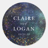 星空銀河ウェディングステッカー ラウンドシール (正面)
