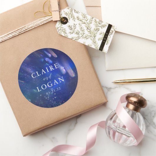 星空銀河ウェディング ラウンドシール (ギフト)