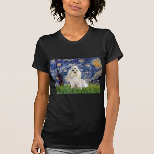 星空 - ハバニーズ (白/クリーム) Tシャツ (正面)