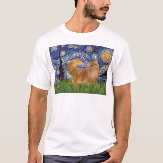 星空 - 赤いペルシャ猫 Tシャツ (正面)