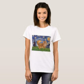 星空 - 赤いペルシャ猫 Tシャツ (正面フル)