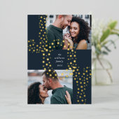 星空 | 2つの写真金ゴールド 箔シーズンカード (立ち正面)