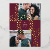 星空 | 2つの写真金ゴールド 箔シーズンカード (正面)