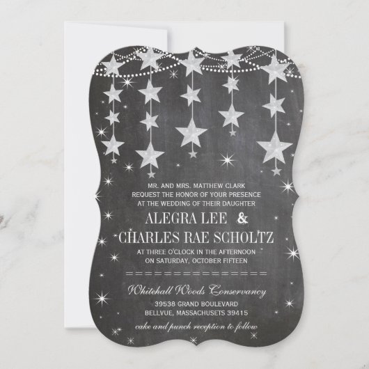 星素朴結婚の下の黒板 招待状 (正面)