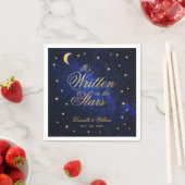 星結婚の書星の青と金ゴールド スタンダードカクテルナプキン (インサイチュ)