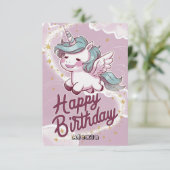 星編集可能ユニコーン誕生日 カード (スタンド正面)