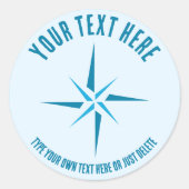 星航海の。コンパスバラ。セーラーギフトテンプレート ラウンドシール (正面)
