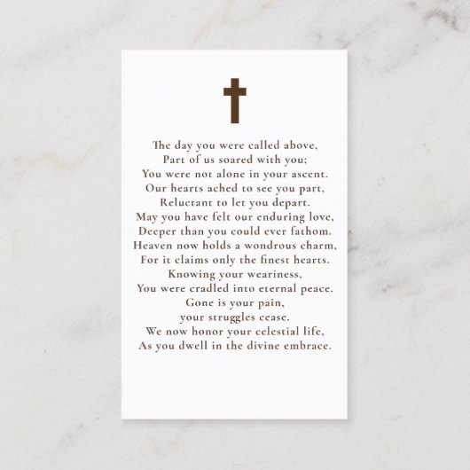 星葬祭記念祈りの言葉フォトカード 名刺 (裏面)