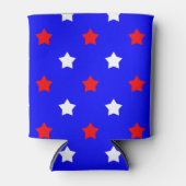 星赤い白のパターン青の背景 缶クーラー (正面)