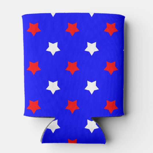 星赤い白のパターン青の背景 缶クーラー (裏面)