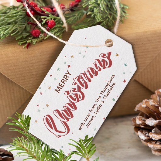 星赤と白付きクリスマスシンプルクリスマス ギフトタグ