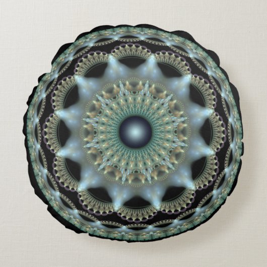 星輝くフラクタル丸オーナメント ラウンドクッション (正面)