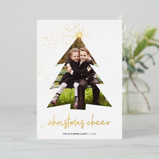 星輝く |クリスマス応援写真 箔シーズンカード (立ち正面)