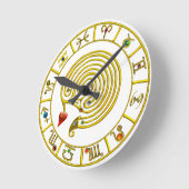 星迷路金ゴールド〔占星術の〕十二宮図図星占い ラウンド壁時計 (傾斜)